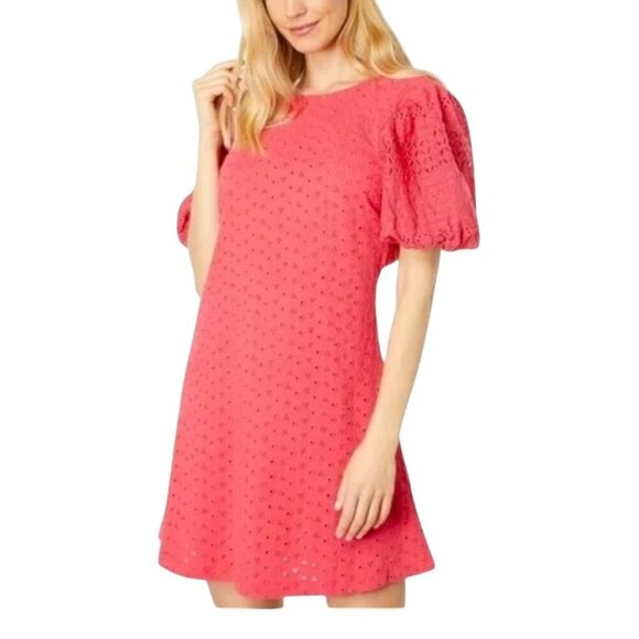 Free People Dresses & Skirts - FREE PEOPLE Apricot Rose Mini Dress STRAWBERRY SPRITZ PINK size L Puff Sleeve